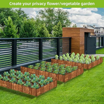 LINSHRY Wood Garden Edging Fence, Flower Bed Edging Borders, 8in H x 4ft L - size: 8in (H) x 4ft (L)