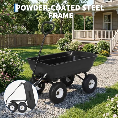 Heavy-Duty Utility Garden Dump Cart, 600Lbs Capacity - size: 600LBS