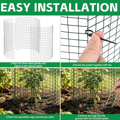 3 Pack Large Wire Plant Protector from Animals 12"x12" Metal Plant Cage - size: 12"x12"