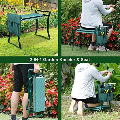 SUPER DEAL Folding Garden Kneeler and Seat with Free Tool Pouches - EVA Foam Pad Protects Your Knees - Sturdy and Lightweight, Gardening Gifts for Women Men - style: 1 Tool Pouch