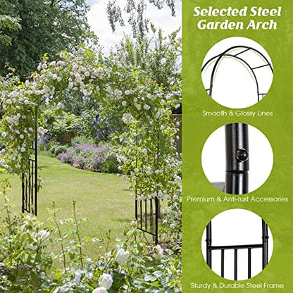 S AFSTAR Metal Garden Arch, 7.2ft/86 Outdoor Arbor for Various Climbing Plant Flower, Arch Trellis for Wedding Garden Bridal Party Festival Decoration, Easy-to-Assemble