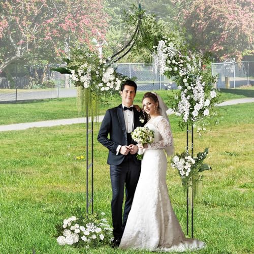 Giantex Metal Garden Arch Trellis, 9.5 FT Wedding Arbor for Ceremony - size: 49"W x 113"H