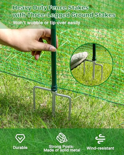 Temporary Fence with Metal Posts for Garden and Yard, 40" x 50' - size: 40"x50'