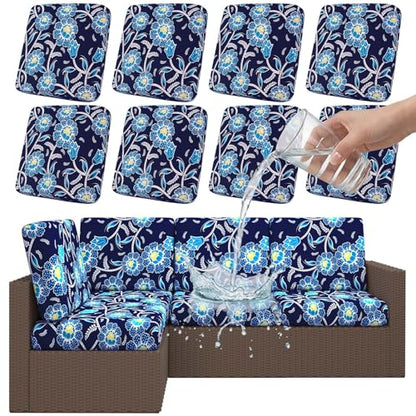 Smiry Waterproof Patio Cushion Covers, Stretch Outdoor Furniture Covers - color: Midnight Blue, size: 8PCS