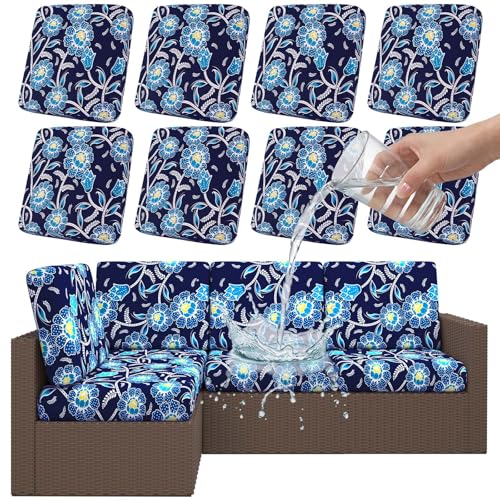 Smiry Waterproof Patio Cushion Covers, Stretch Outdoor Furniture Covers - color: Midnight Blue, size: 8PCS