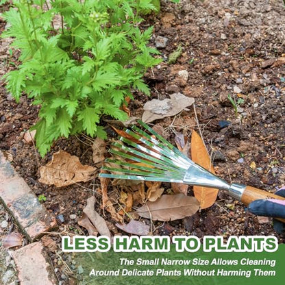 Haliaeetus Garden Hand Rake, 14.6'' Small Garden Rake for Tight Areas