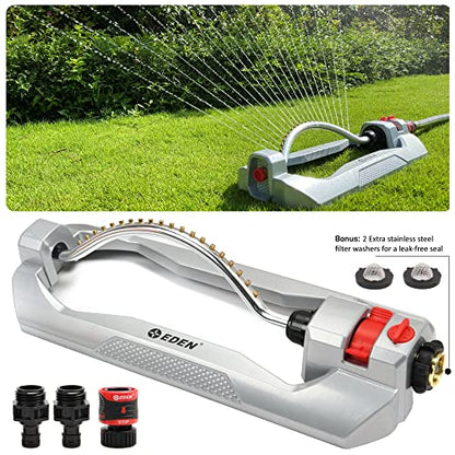 Eden 96215 Metal 2-Way Oscillating Sprinkler for Lawn and Garden w/Quick Connect Starter Set - style: With Flow Control