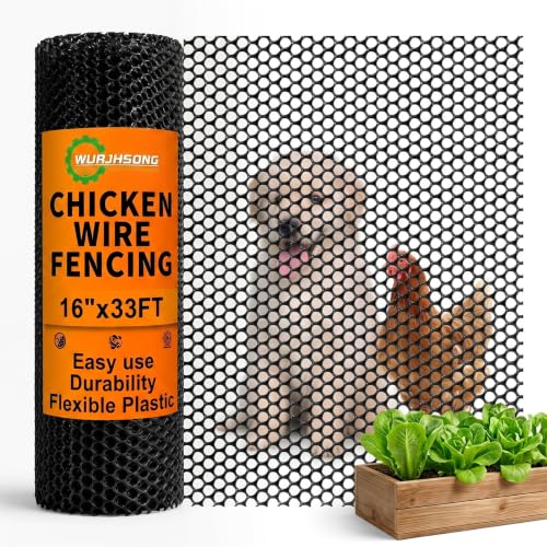 Plastic Wire Mesh Fence 16in x 33Ft Plastic Chicken Wire Mesh for Poultry, Dogs, Rabbit, Snake Barrier & Gardening Versatile Plastic Fencing (16in x 33Ft, Black) - color: Black, size: 16in x 33Ft