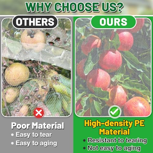 Easy Installation Fruit Tree Netting with Zipper & Drawstring - 8.2x6.6ft Ultra Fine Mesh Garden Protection Screen to Protect Pear Peach Apple from Bird Insect Bug Cicada Deer Squirrel - size: 8.2'H * 6.6'W