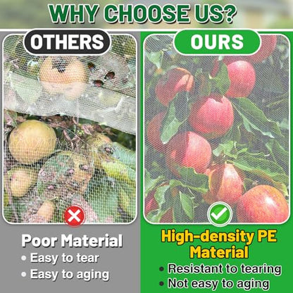 Easy Installation Fruit Tree Netting with Zipper & Drawstring - 8.2x6.6ft Ultra Fine Mesh Garden Protection Screen to Protect Pear Peach Apple from Bird Insect Bug Cicada Deer Squirrel - size: 8.2'H * 6.6'W