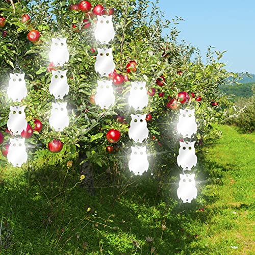 XPCARE 24PCS Bird Scare Devices - Owl Shape Bird Reflective Discs - Highly Reflective Double-Sided Bird Reflectors - to Scare Woodpecker Pigeon Owls Birds Away