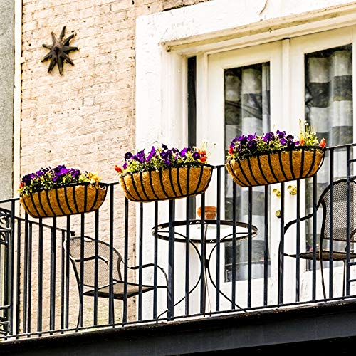 Sekcen Railing Planter Window Box Deck Balcony Rail Planter 24 Inch for Porch Fence Patio Outdoor 4 Pack