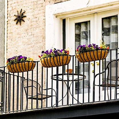 Sekcen Railing Planter Window Box Deck Balcony Rail Planter 24 Inch for Porch Fence Patio Outdoor 4 Pack