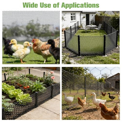Plastic Wire Mesh Fence Roll 16 in x 50FT Plastic Chicken Mesh with 80 Pcs Zip Ties Balcony Garden Netting Fencing Barrier for Dogs, Poultry, Puppy, Garden Snake Barrier - size: 16IN x 50FT + 80Ties