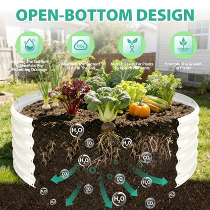 YSEJOMP 17" Tall 48" Diameter Round Raised Garden Bed Kits Outdoor White - color: Cream White, size: 48 Dia X 16.5 inches