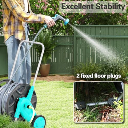Portable Garden Hose Reel Cart, Hold Up to 100-120 Ft of 5/8 Inch Hose
