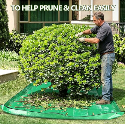 Landscape Pruning Tarp, 78.7“X78.7” Landscape Tarp for Trimming, Trimming Tarps Shrub Trimmings with Four Corner Buckles for Easy Fastening and Leaf Collection. (Green, 24” Hole) - size: 24” Hole
