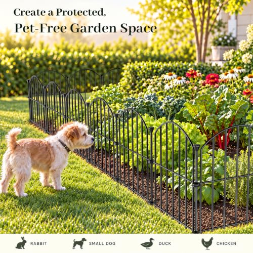 No Dig Garden Fence Panels, Dog Fence Outdoor for Yard, 12 Pack - size: 17in(H) x 12.6ft(L)