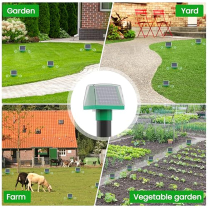 Mole Repellent Screw Solar Powered Gopher Deterrent Stake for Outdoor Lawns with Electic Vibration, Repels Snake Vole Groundhog Armadillo from Yard and Garden (4 Pack)