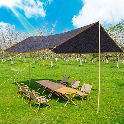 QLOFEI 60-70% Shade Cloth with Grommets, Sunblock Shade Sail Mesh Tarp for Plant Greenhouse, Easy to Hang Neting Cover for Patio Kennel Chicken Coop Lawn Garden, 6x8 FT - size: 6'x8'