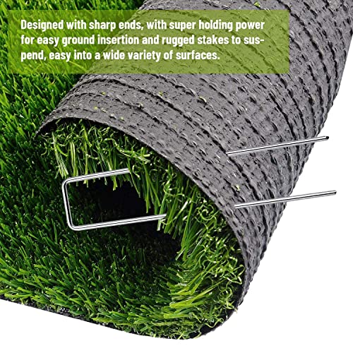 6-Inch Galvanized Landscape Staples, U-Shaped Garden Landscape Pins, Weed Barrier Stakes with Plastic Fixing Caps, for Securing Fences, Outdoor Wires Cords Tents Tarps (20 pcs) - size: 20Pcs