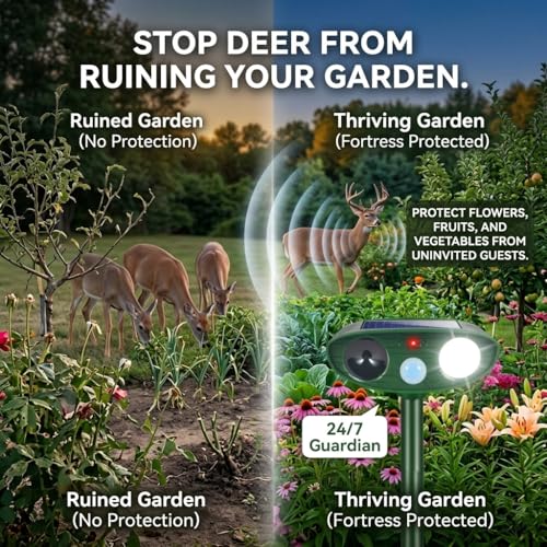 Sonic Fortress Pro Deer Repellent Devices,Solar Ultrasonic Animal Repellent
