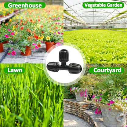 13 Pcs 1/2 Inch Drip Irrigation Tee Fittings, Drip Line Lock Nut Barbed Tee Connectors For 1/2 Inch Drip Tubing (0.60"-0.65" OD) Garden Irrigation System Anti-drop Connection Parts - size: 1/2 inch Tee