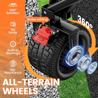 Beach Wagon Carts Foldable 570LBS Collapsible Wagon with Big All-Terrain Wheels for Sand 330L Heavy Duty Utility Carts with Cup Holders for Garden, Camping, Grocery, Black