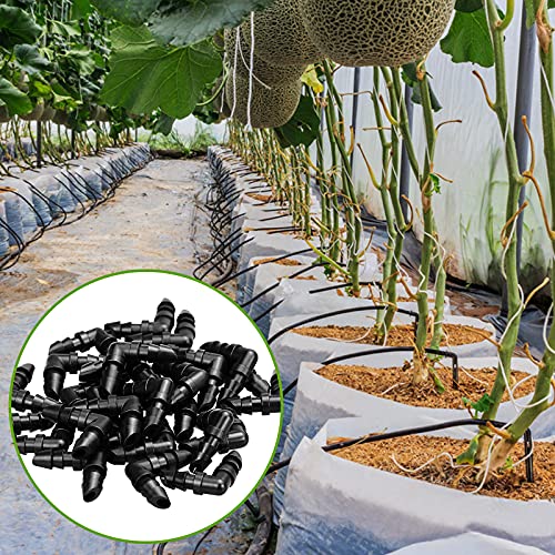 JAYEE 50 Pack Drip Irrigation 1/4' Barbed Elbow Fittings, Barbed Connectors Fits Universal 1/4 Inch Tubing, Irrigation Elbow for Sprinkler System - size: 50P-Elbow