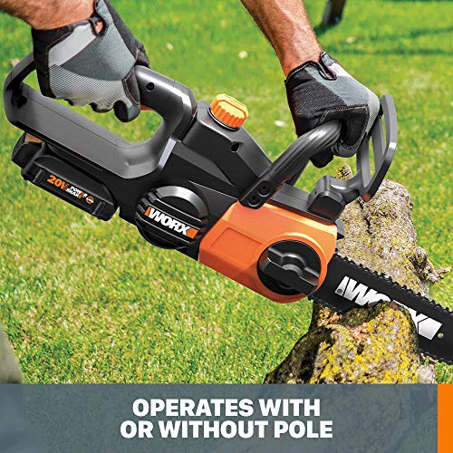 WORX Cordless Chainsaw, 20V 10" 2-in-1 Pole Saw with Auto-Tension, WG323
