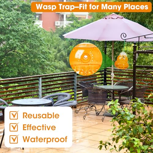 2 Pack Reusable Wasp Traps Outdoor Hanging - color: orange
