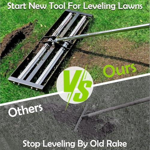 SporGain Lawn Leveling Rake 30"x10", Lawn Leveler with Aluminum Rollers - size: 30"x10"-7FT