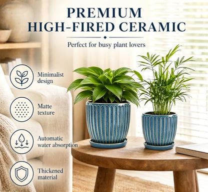 6-Inch Ceramic Plant Pots with Drainage Hole, Modern Flower Pots - size: 6 Inch