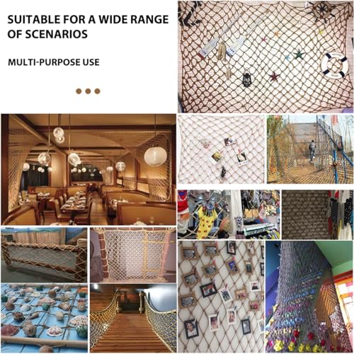 Natural Jute Hemp Rope Net,8mm Thick Safety Anti-Fall for Children Pet,Balcony Stairs Garden Playground Protection Net,Indoor & Outdoor Decor (Size:0.5M*6M(1.64FT*19.68FT)) - size: 0.5M*6M(1.64FT*19.68FT)