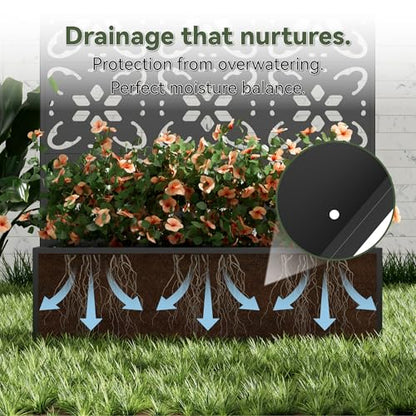 COFaR 71"Tall Metal Planter Box with Trellis,Outdoor Privacy Planter Screen - color: Floral_black