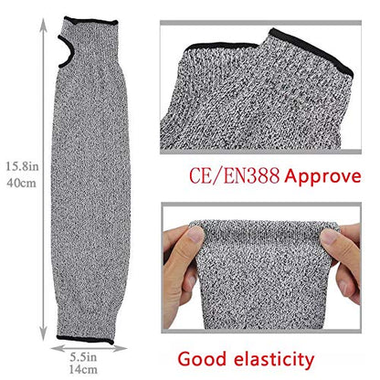 5 Pairs Protective Arm Sleeves, Level 5 Protection Cut Resistant Sleeve with Thumb Hole (Black) - color: 5 Pairs Cut Sleeves