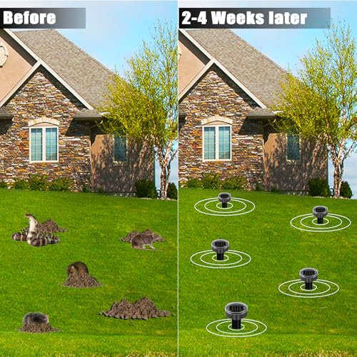 Mole Repellent Solar Powered 10 Pack Snake Repellent Ultrasonic, Groundhog Repeller,Gopher Repeller Sonic Mole Deterrent Spikes, Snake Gopher Mole Vole Repellent Outdoor for Lawn Garden & Yard - color: Black