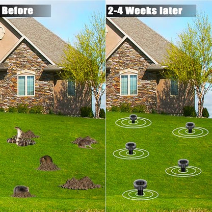 Mole Repellent Solar Powered 10 Pack Snake Repellent Ultrasonic, Groundhog Repeller,Gopher Repeller Sonic Mole Deterrent Spikes, Snake Gopher Mole Vole Repellent Outdoor for Lawn Garden & Yard - color: Black
