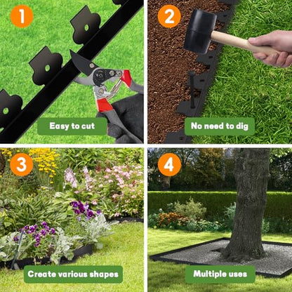 Mars Villa Landscape Edging, 4 Inch Tall 40FT Garden Edging Border Kit - size: 4IN x 40FT