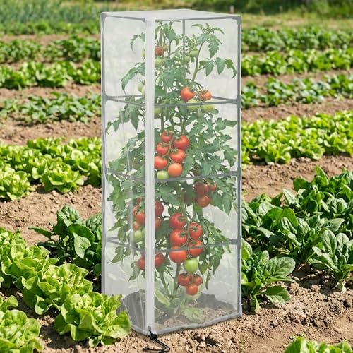 2 Pcs Garden Bird Netting for Square Plant Cage, 59" x 18" x 18" Tomato Cage Garden Net Cover with Zipper, Tomato Trellis Insect Bird Barrier Protection Mesh for Vertical Climbing Plants Vegetables - color: 2 Pcs