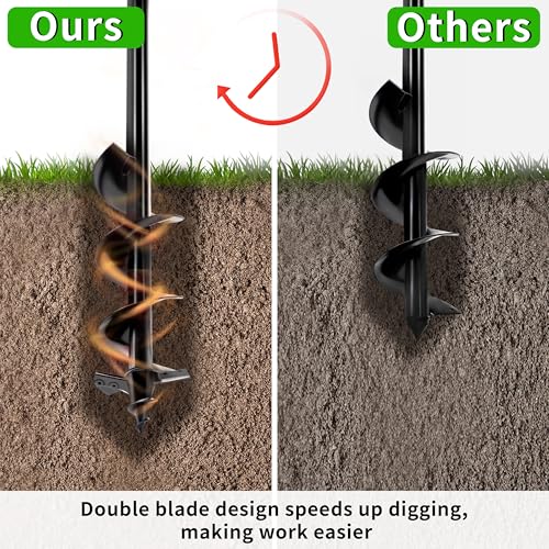 Auger Drill Bit for Planting,Heavy-Duty Garden Auger Spiral Drill Bit with Dual Sharp Blades,Bulb Planter Tool & Plant Hole Digger,Planting Auger for Cordless Drill,Tulip Planter Bit 4"x24" - size: 4"x24"
