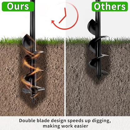 Auger Drill Bit for Planting,Heavy-Duty Garden Auger Spiral Drill Bit with Dual Sharp Blades,Bulb Planter Tool & Plant Hole Digger,Planting Auger for Cordless Drill,Tulip Planter Bit 4"x24" - size: 4"x24"