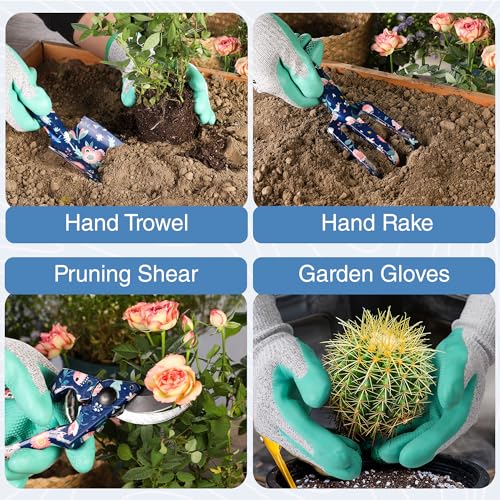 WORKPRO Aluminum Garden Tool Set, 4PCS Hand Garden Tools with Box - style: Blue insect