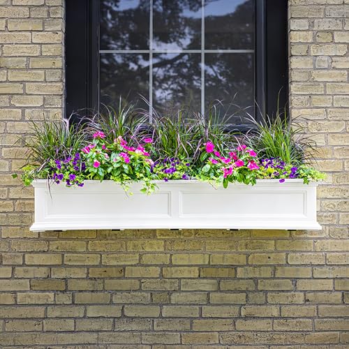 Mayne Fairfield 60in Self-Watering Rectangular Window Box Planter, White - color: White, size: 60in