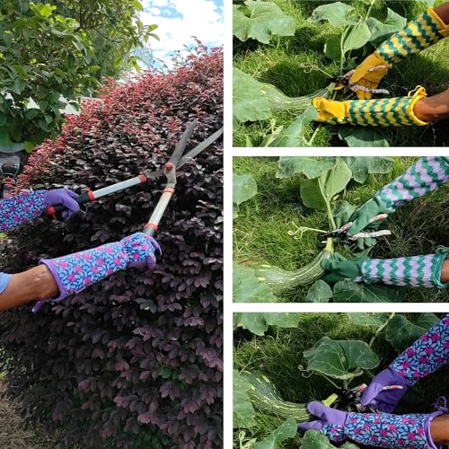 Thornproof Rose&Cactus Gardening Gloves,Gauntlet Garden Glove,Gifts - color: Purple, size: Large