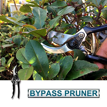 Coarbor 3 Piece Garden Tools Hedge Shear Trimmer Bypass Lopper Pruning Shears Ideal for Tree Branches Pruning Sharp Shrubs and Other Yard Work