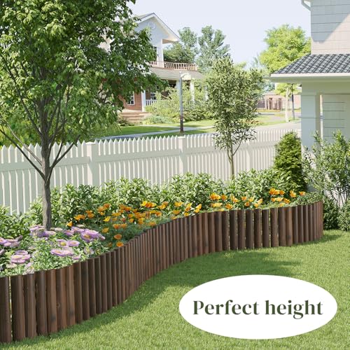 Garden Border Edging Wood Fence Landscape Edging Border Wooden Landscape Edging Decorative Garden Edging Lawn Edging Fence Flexible Garden Edging-15.7" H x 47.2" L (3PACK, 12Ft Total Length)