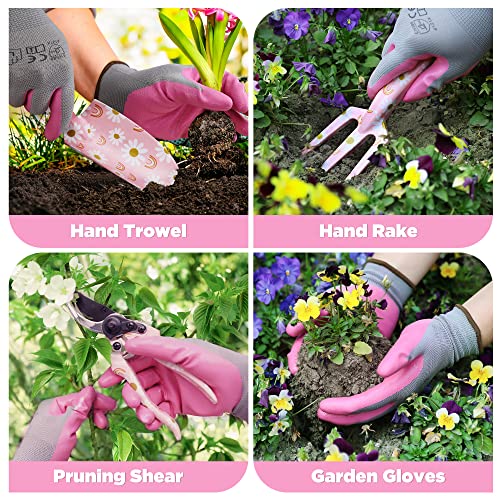 WORKPRO Aluminum Garden Tool Set, 4PCS Heavy Duty Gardening Tools - style: Pink