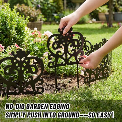 4 Pcs Iron Sheet Decorative Garden Edging, Rustic, Black