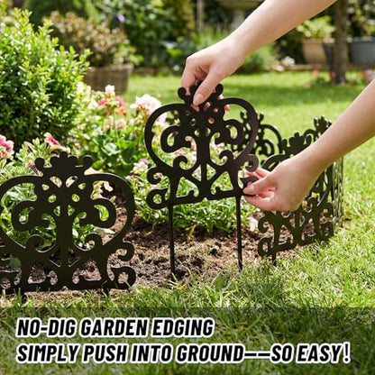 4 Pcs Iron Sheet Decorative Garden Edging, Rustic, Black